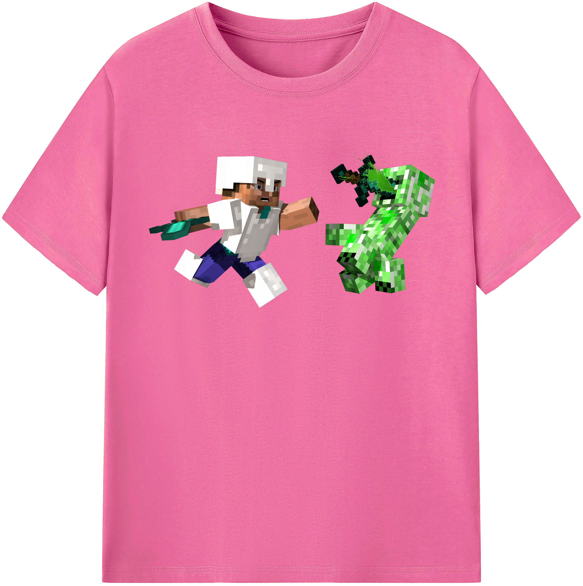 （画像用） マインクラフト ブロックの世界 Minecraft MC Block world レディースカジュアルプリントTシャツ（綿100％）